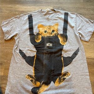 Retro Cat Baby Short Sleeve Men's Tee Kitten Graphic Grey Delta Brand Sz Medium